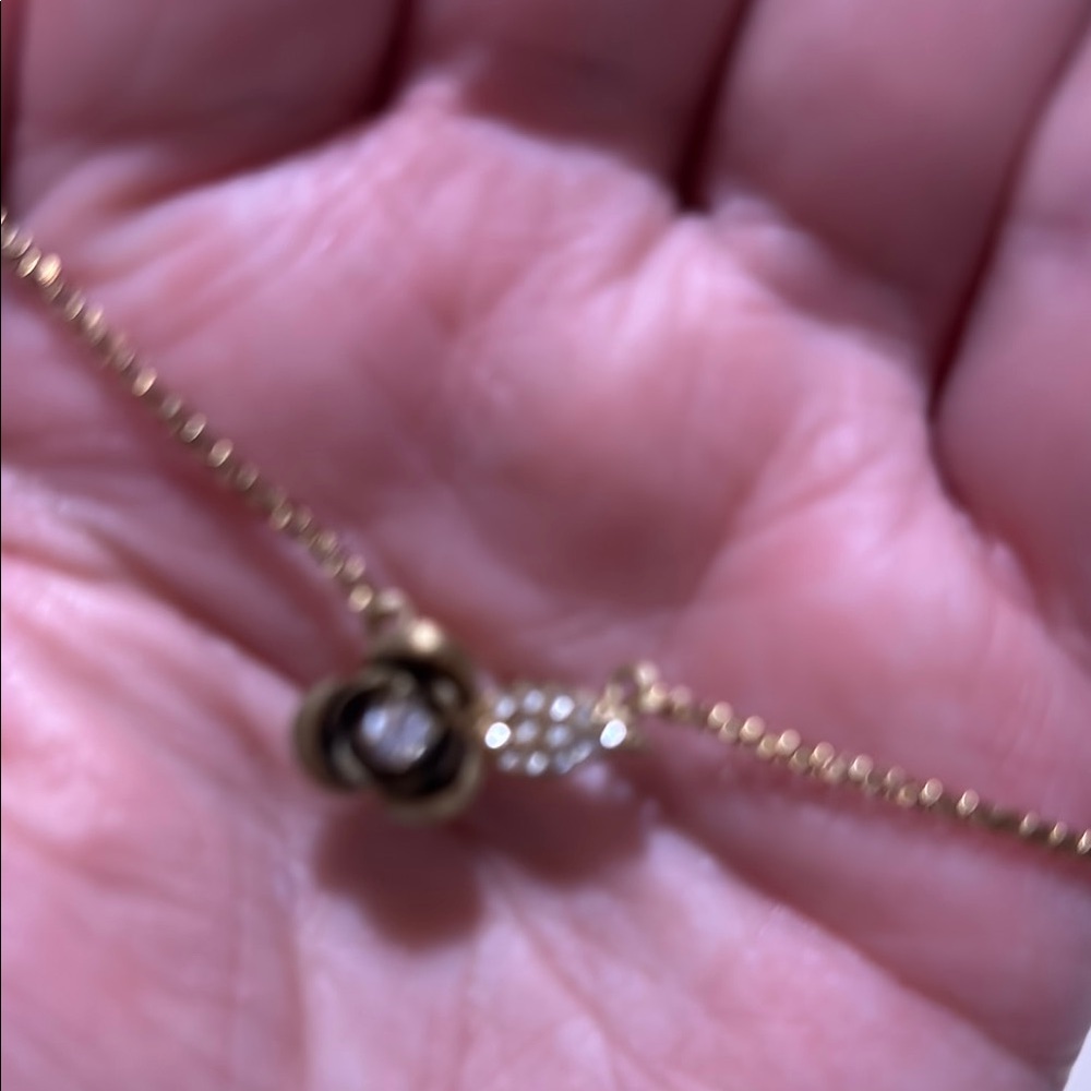 Juicy Couture Gold Rose…Rhinestone Studded Pendant Necklace
